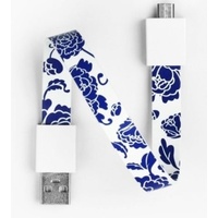 Mohzy USB to Micro USB Loop Cable in Blue Peony Pattern