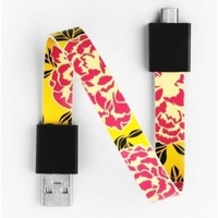 Mohzy USB to Micro USB Loop Cable in Pink Peony Pattern