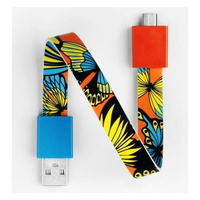Mohzy USB to Micro USB Loop Cable in Orange Butterfly Pattern