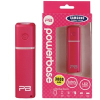 PowerBase Power Bank Charger 3000 mAh with Torch in Pink