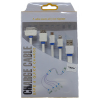 4 in 1 USB to 30pin/micro/USB3/Lightning Cable 1M  White