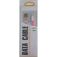 Lightning to USB 1M Data/Charge Cable Pink