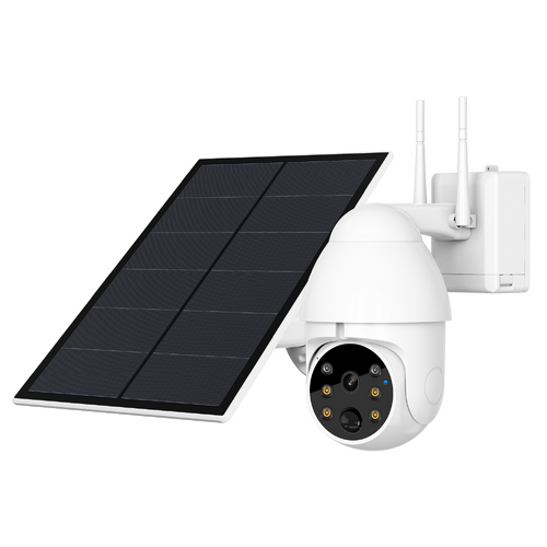 GERBER PTZ WiFi White Security Camera Solar