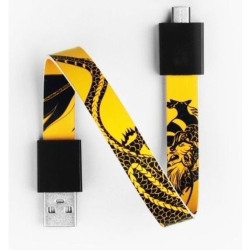 Mohzy USB to Micro USB Loop Cable in Yellow Dragon Pattern