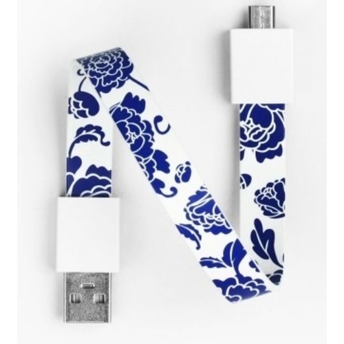 Mohzy USB to Micro USB Loop Cable in Blue Peony Pattern