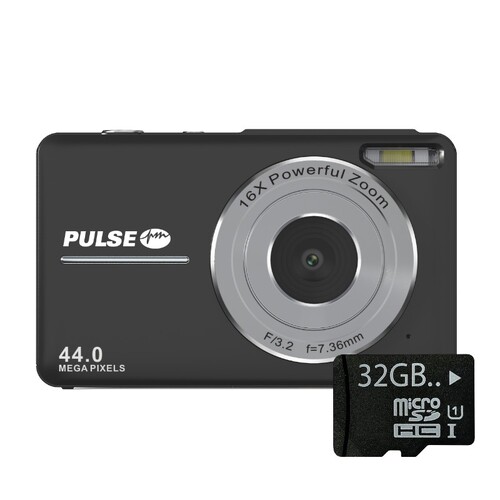 PULSE 44.0 MP 16x Digital Zoom Camera Black BONUS 32GB MICROSD