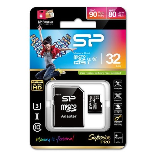 Silicon Power Micro Superior PRO SDHC 32GB UHS-1 (U3) for Ultra HD