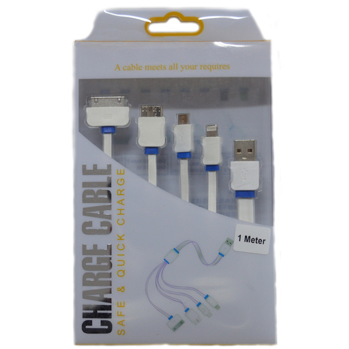 4 in 1 USB to 30pin/micro/USB3/Lightning Cable 1M  White
