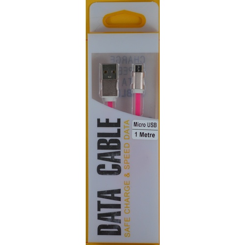 Micro USB to USB 1M Data/Charge Cable Pink