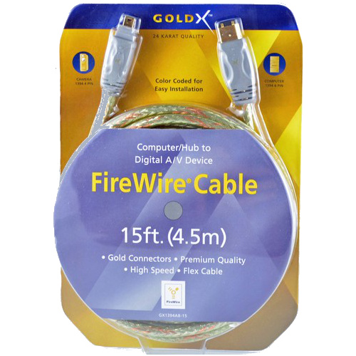 GoldX GX1394AB15 15' FIREWIRE 6 PIN MALE TO 4 PIN MALE