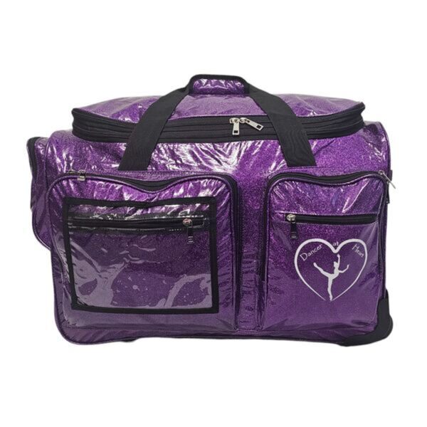 Dancer@Heart 23" Duffel Bag Glitter Purple Amythest with Rack 3