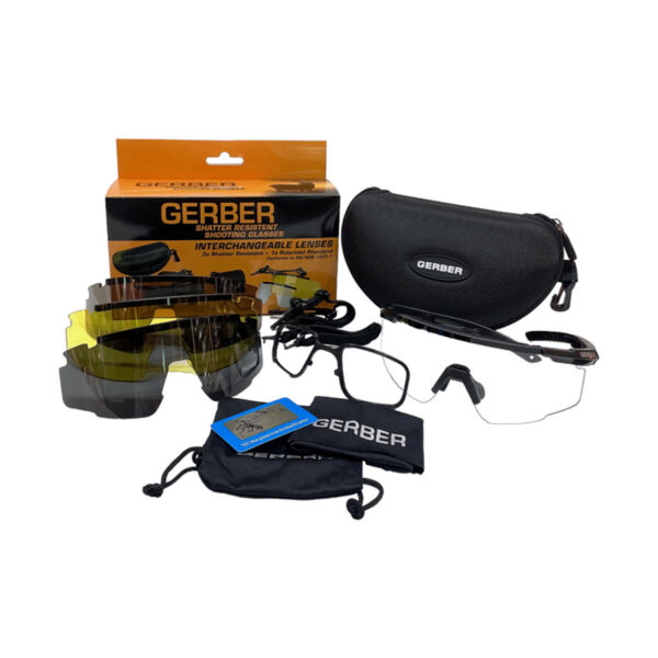 GERBER Shatter Resistant Safety Glasses – 4-Lens Interchangeable Set 1