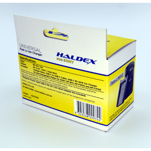 Haldex 700 Series USB-C PD For Sony Kit with NP-BX1, NP-FW50 and NP-FZ100 inc Car Adaptor AND A/C Adaptor 2