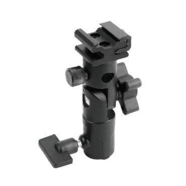 Fancier SA35RD Metal Light Stand Bracket Mount Adapter - Swivel Tilt Flash Holder 1/4" 3/8" 1