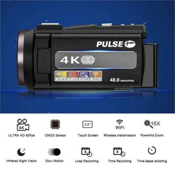 PULSE 4K Digital Video Camera WiFi, IR, Touch Screen 2