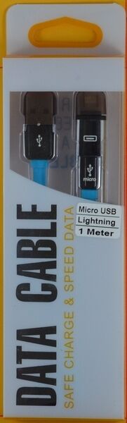 2 in 1 USB to Micro USB/Lightning Cable 1M Red 2