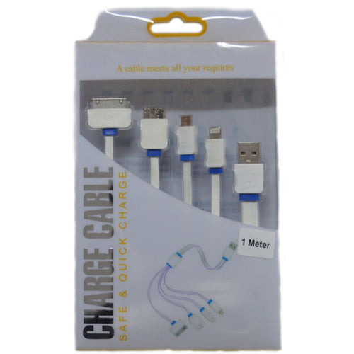 4 in 1 USB to 30pin/micro/USB3/Lightning Cable 1M  White 1